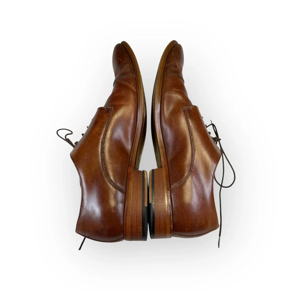 Asher Green Mens Brown Leather Cap Toe Lace Up Oxford Dress‎ Shoes Size 10.5
